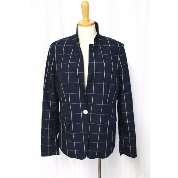 J. Crew Factory Navy Plaid Blazer - Picture 1 of 4
